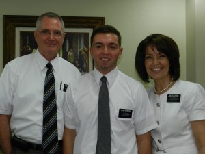 Tyler and his mission president, George Peterson, and his wife Kathryn.