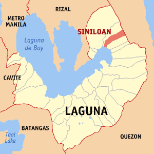 Location of Siniloan in the Laguna Province.