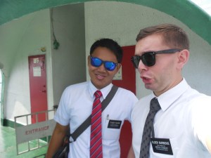 Me and Elder Pulido on the ferry to the main island of Luzon for the MLC.
