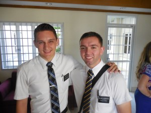 Elder Burbidge and his companion from the MTC reunited at a mission leader's conference.