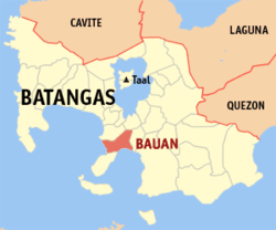 A Map of the City of Bauan in Batangas Province